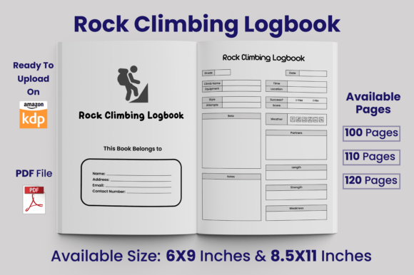 Download Rock Climbing Logbook KDP Interior - Logbook Collection