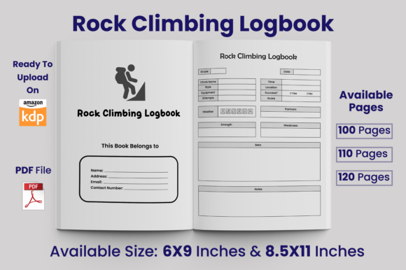 Download Rock Climbing Logbook KDP Interior - Logbook Collection