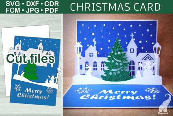 Download Pop-up Christmas Card SVG Template - Christmas card Collection