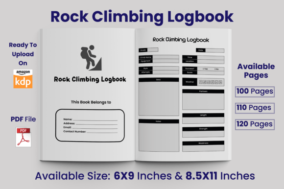 Download Rock Climbing Logbook KDP Interior - Logbook Collection