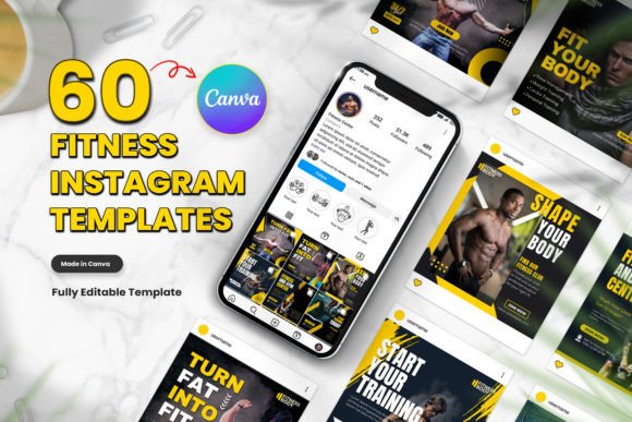 Download 60 Fitness Instagram Canva Templates - Instagram canva templates Collection