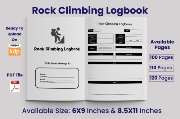 Download Rock Climbing Logbook KDP Interior - Logbook Collection
