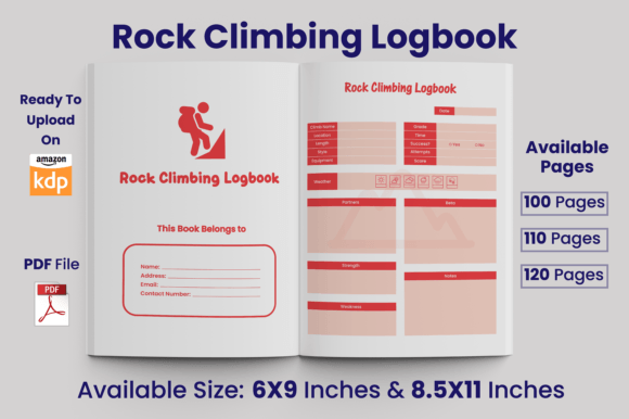 Download Rock Climbing Logbook KDP Interior - Logbook Collection