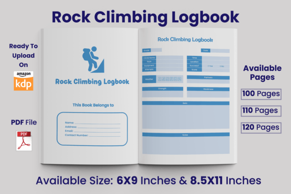 Download Rock Climbing Logbook KDP Interior - Logbook Collection