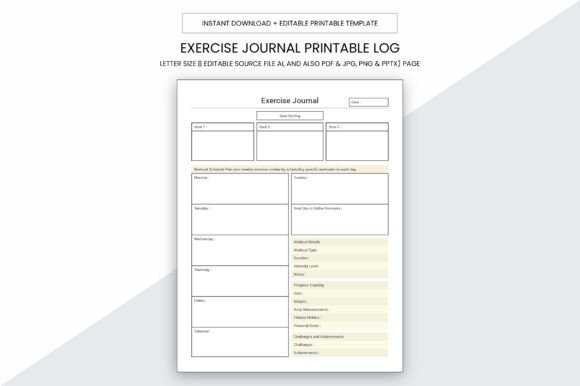 Download Exercise Journal Printable Planner - Exercise Collection