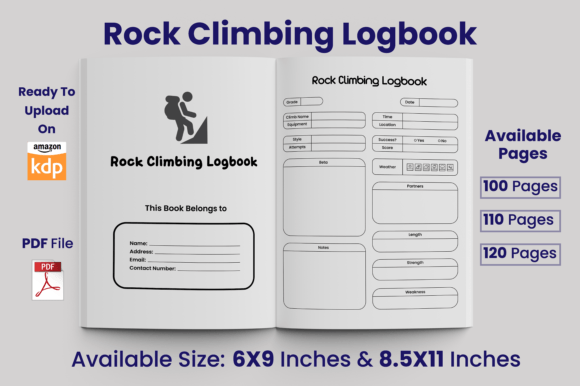 Download Rock Climbing Logbook KDP Interior - Logbook Collection