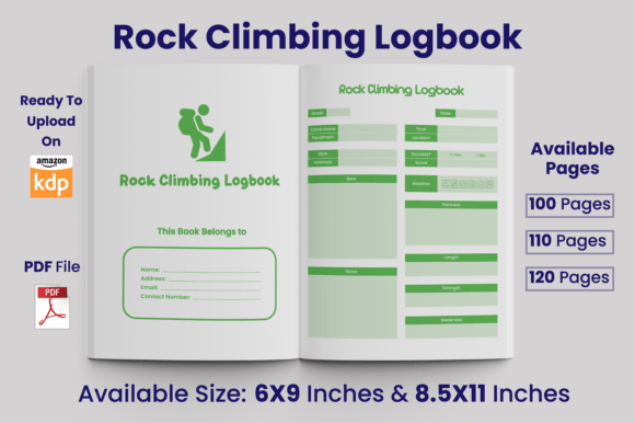 Download Rock Climbing Logbook KDP Interior - Logbook Collection