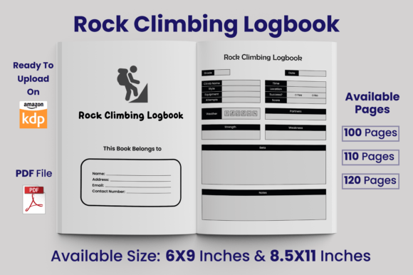 Download Rock Climbing Logbook KDP Interior - Logbook Collection